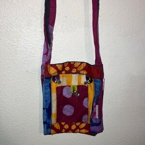 Colorful‎ Patchwork Crossbody Bag Boho style 6x7 with 24” strap